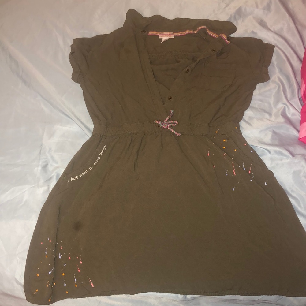 Cat and jack green dress with splash of paint